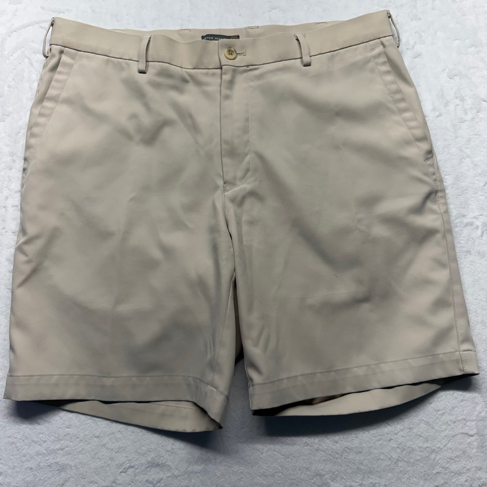 Peter Millar Crown Sport Shorts 34 Khaki Mens Performance MC0EB82 Tan Golf